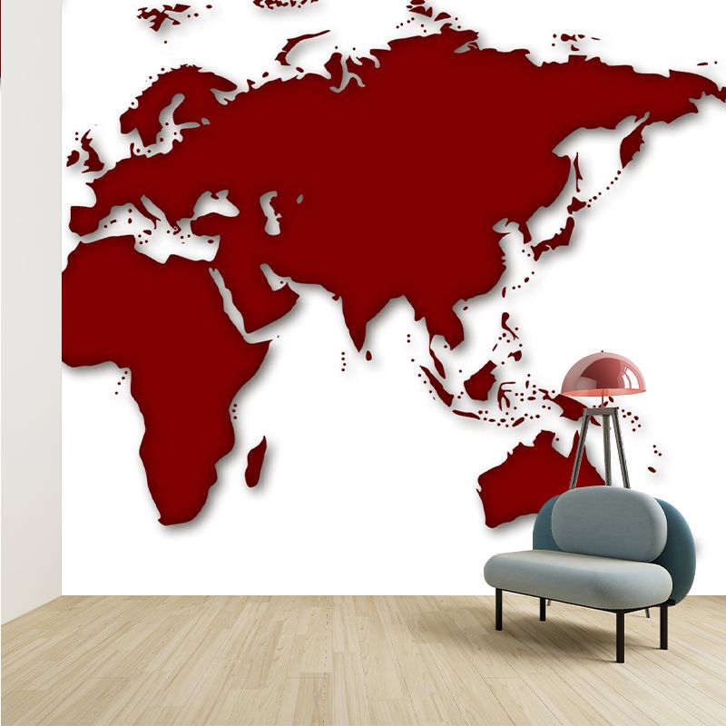 Eco-friendly Wall Mural Horizontal Illustration Map Decorative for Room