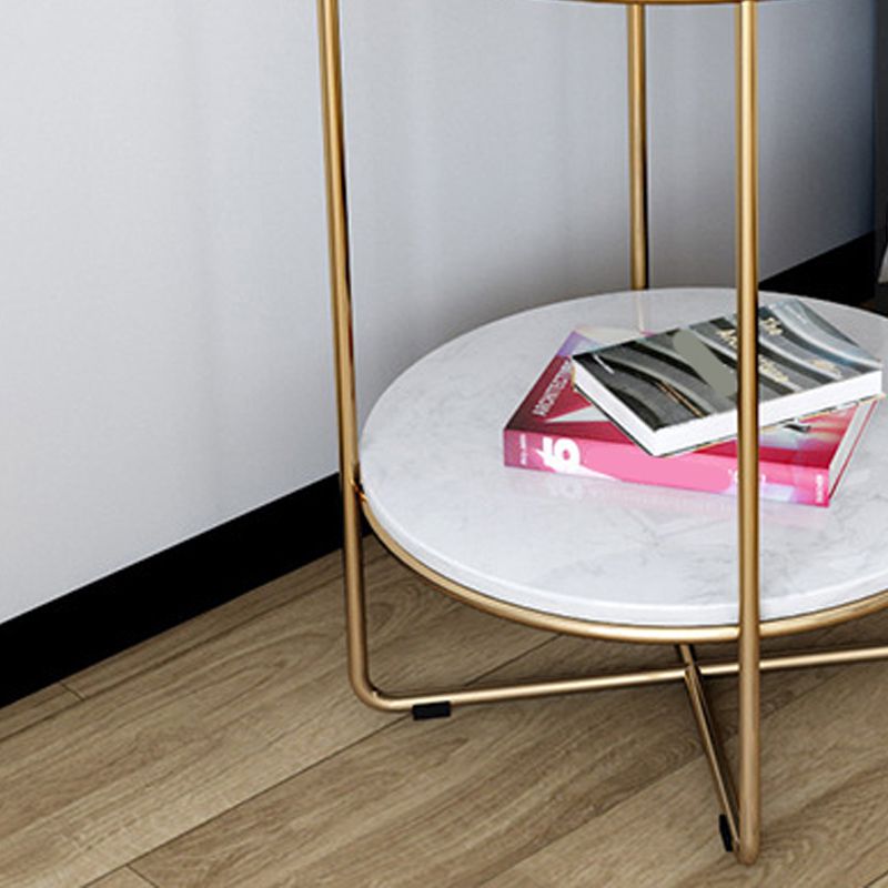 23.62" Tall Glam Bed Nightstand Faux Marble Night Table with 2 Shelves