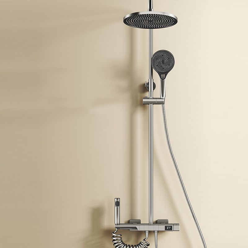 Modern Shower System with Dual Shower Head in Black/White/Gray