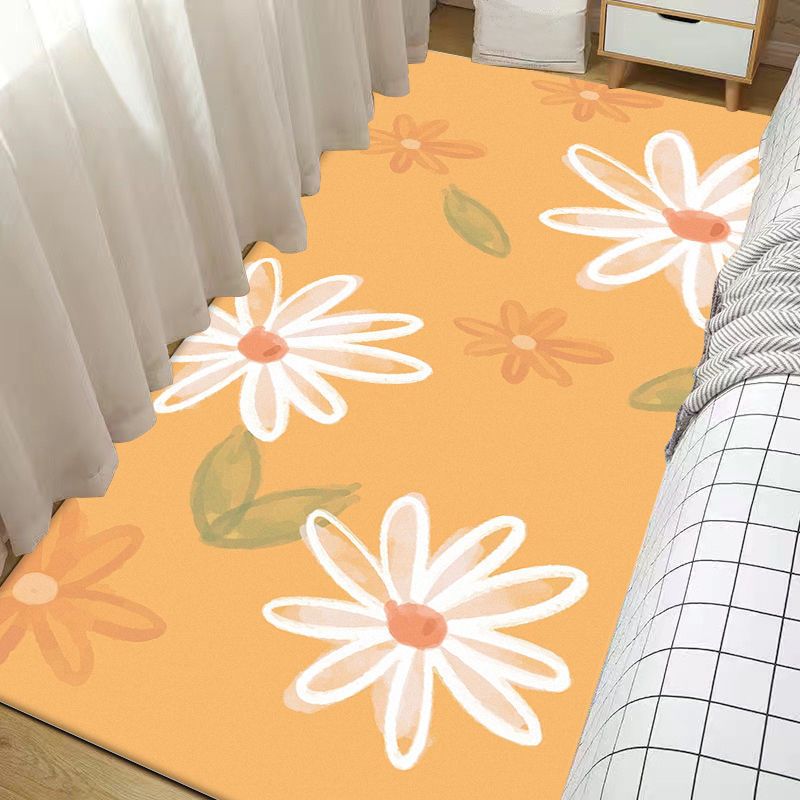 Casual Floral Pattern Rug Polyester Carpet Stain Resistant Area Rug for Adult's Bedroom