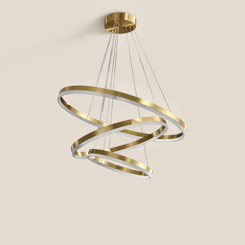Ring Shaped Bedroom Chandelier Acrylic Minimalist LED Hanging Pendant Light in Gold