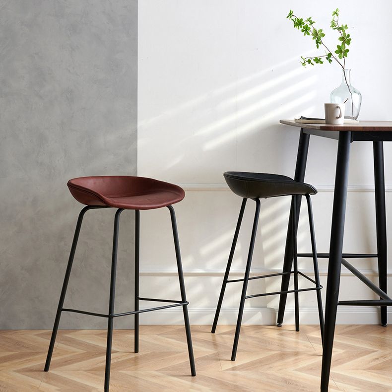 Contemporary PU Leather Bar-stool Bucket Seat Counter Bar Stool with Metal Legs