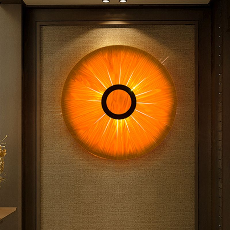 1 bulbe salle à manger suspendue lampe Asie Aménagement d'éclairage pendentif kaki foncé avec une teinte en bois rond