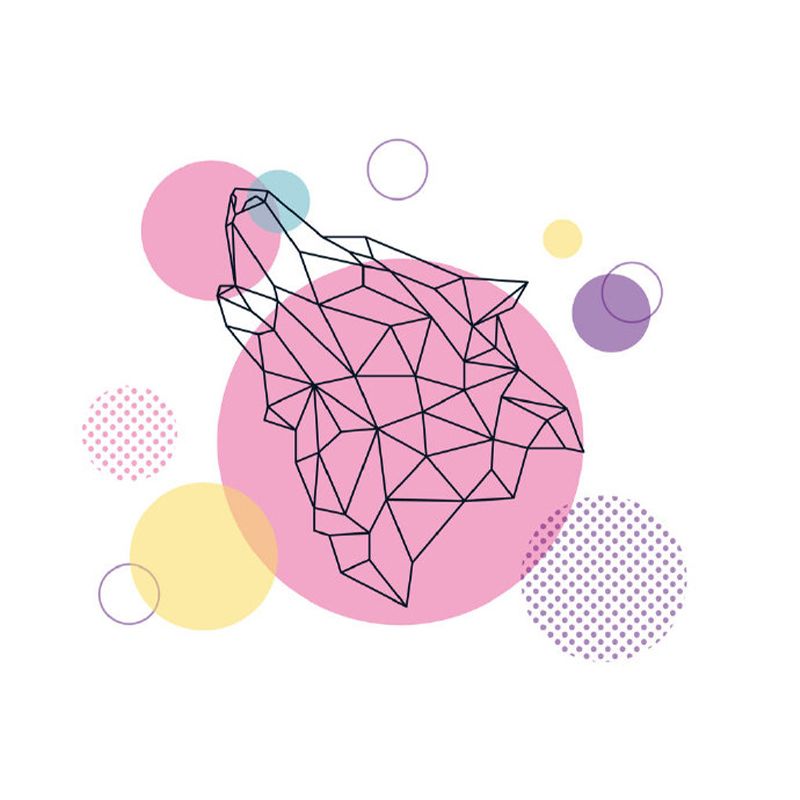 Pink Contemporary Wall Mural Great Geometric Pattern Wall Covering for Guest Room