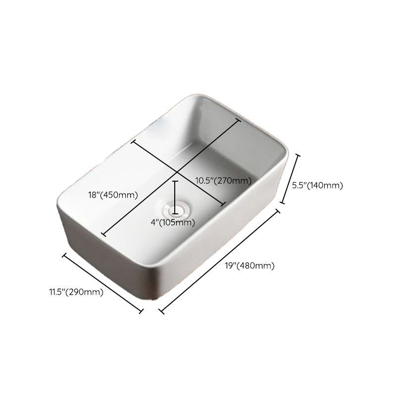 Modern Bathroom Sink Porcelain Rectangular with Drain Assembly Vessel Lavatory Sink