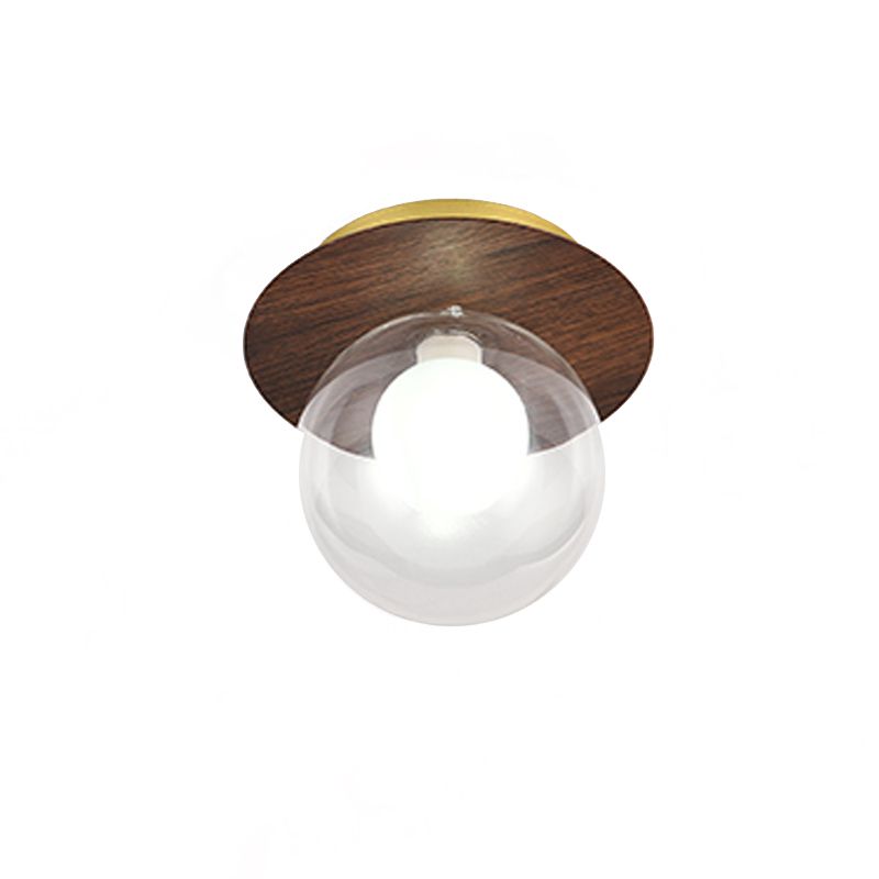 Modern Metal Flush Mount Ball Shape Ceiling Light with Glass Shade for Living Room