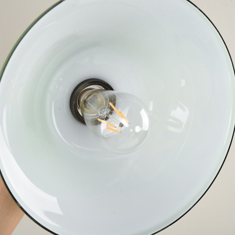 Green 1-Light Pendant Ceiling Light Retro Glass Shade Cone Pendant Light Fixture for Living Room