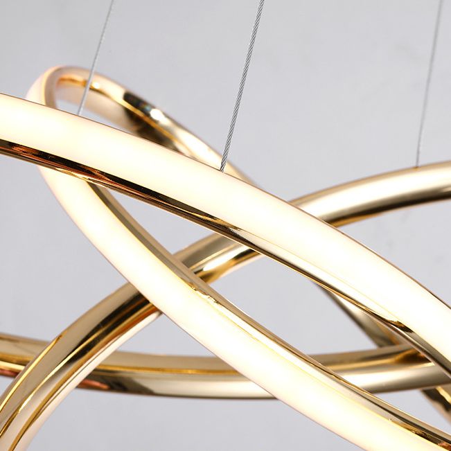 Modern Simplicity Spiral LED Chandelier Light Fixtures Metallic Hanging Pendant Lights for Restaurant