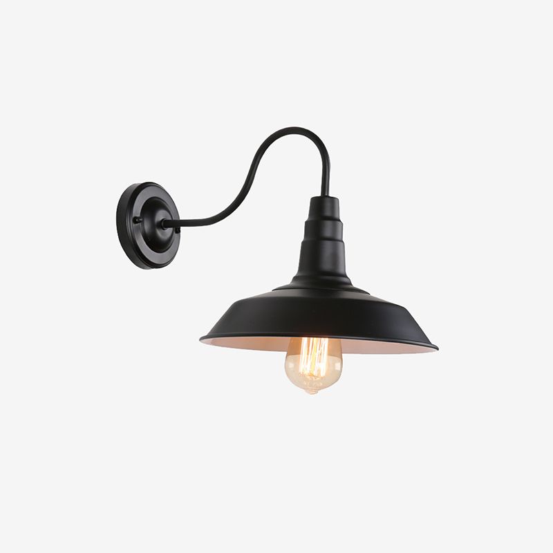 Cone Sconce Lamp Industrial Antique Metal 1-Light Wall Sconce Lighting in Black
