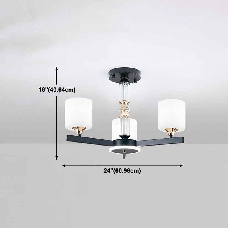 Modern Black Chandelier Metal Multi Light Chandelier Pendant with Glass for Living Room