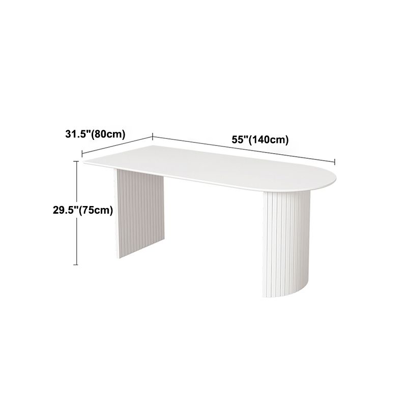 Modern Standard Sintered Stone Dining Table White Dining Table with Double Pedestal Base