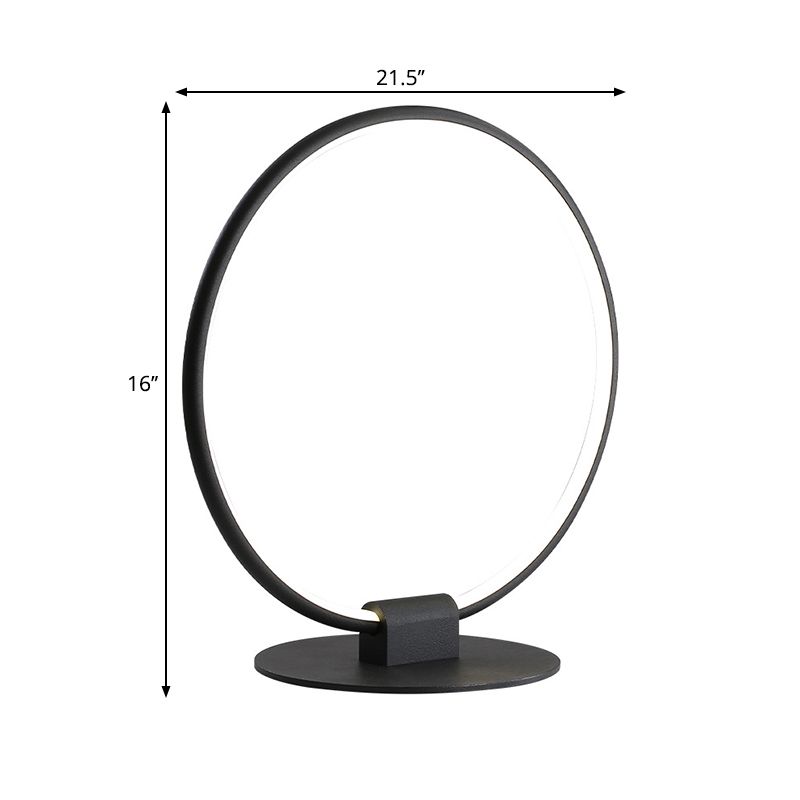 Ringmetall Tischlampe Modernismus führte schwarze Nachtbeleuchtung mit schlankem rundem Sockel in warmem/weißem Licht