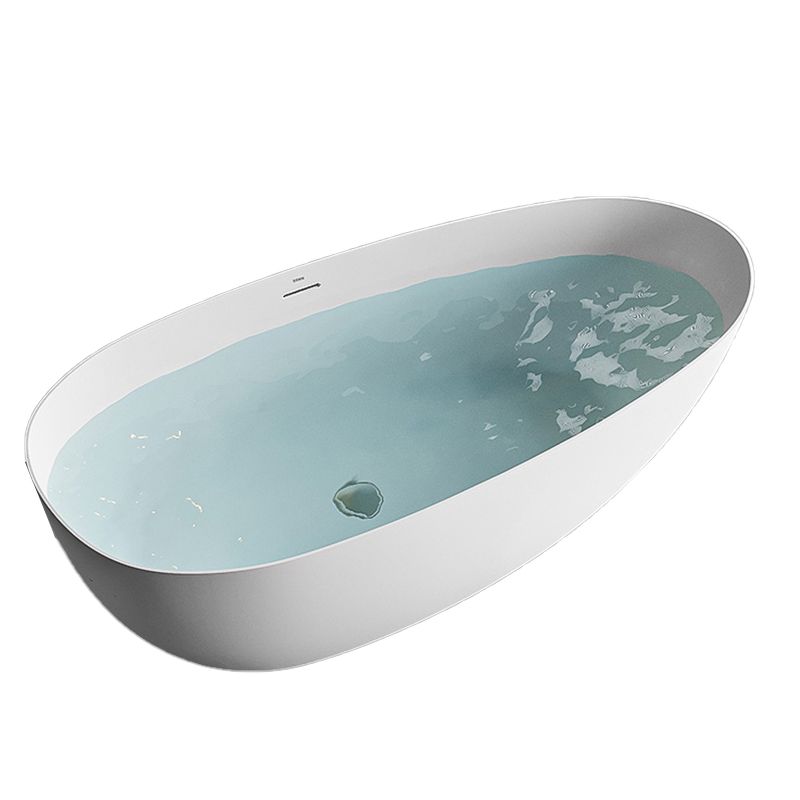 Soaking Stone Bathtub Antique Finish Oval Back to Wall Bath Tub