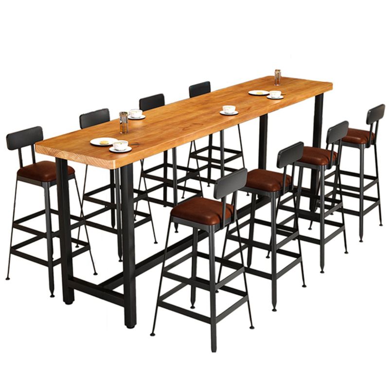 Industrial 1/9 Pieces Bar Table Set Rectangle Pine Wood Counter Table for Cafe
