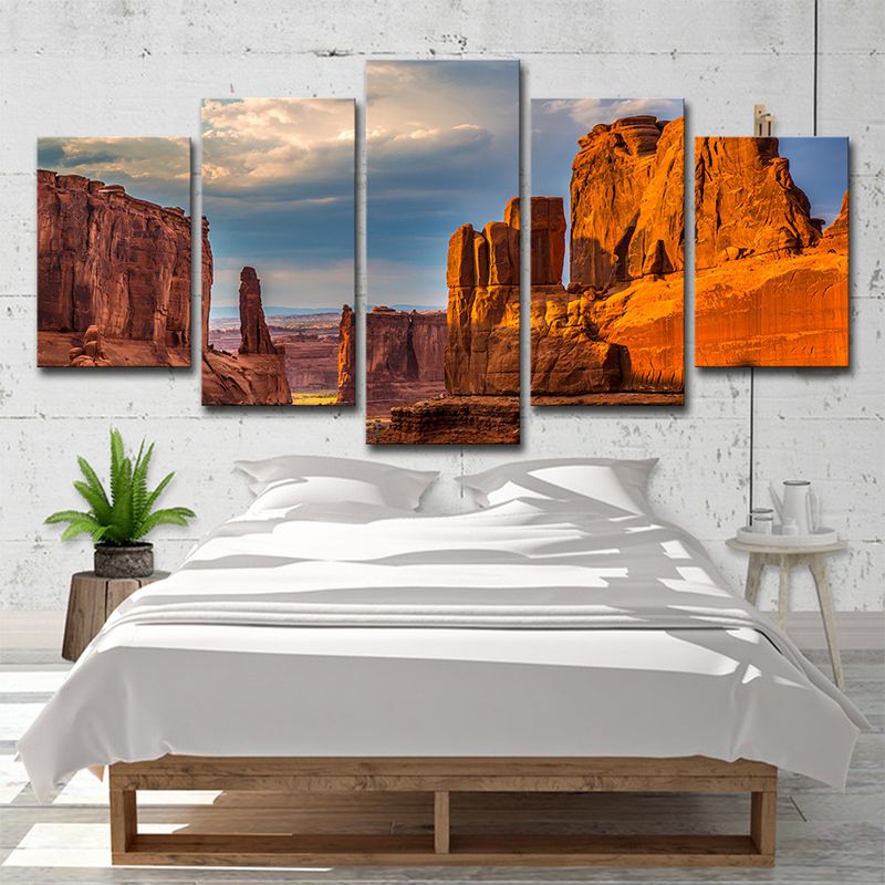 Brown Rock Park Landscape Canvas Multi-Piece Modernist Dining Room Wall Art Print