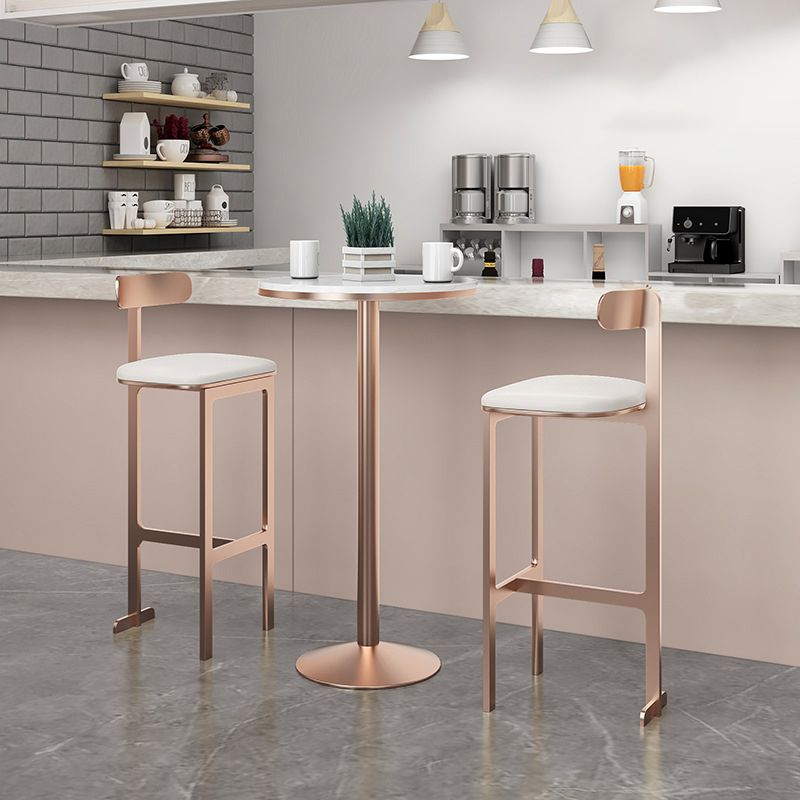 Glam Faux Leather Bar Stool Low Back Counter Bar Stool for Home