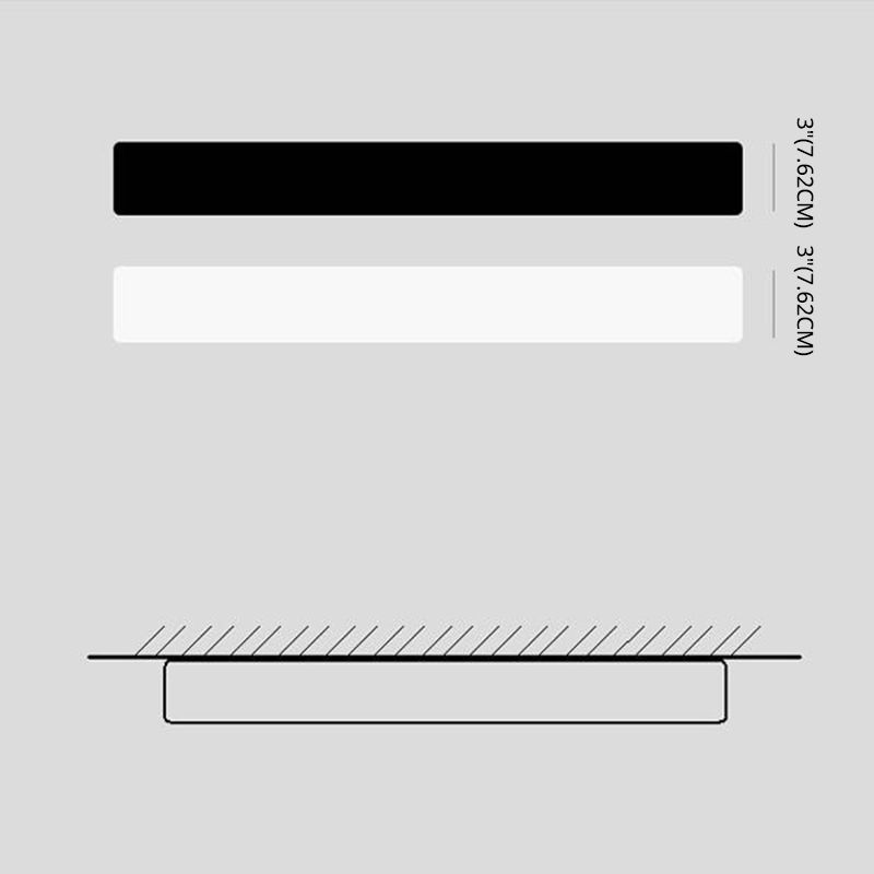 Rectangular Office Flush Lamp Metallic Modern LED Ceiling Mounted Light in Black