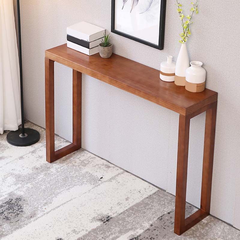 Mid-Century Modern Pine Console Sofa Table Rectangle End Table for Hall