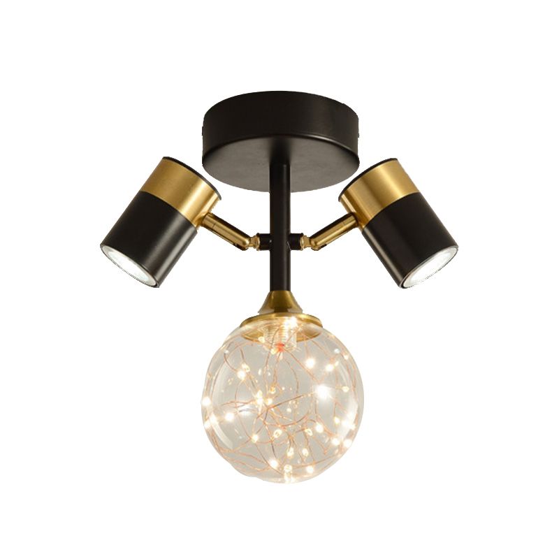 Contemporary Ceiling Light Fixture Metal Semi Flush Mount in Black for Corridor