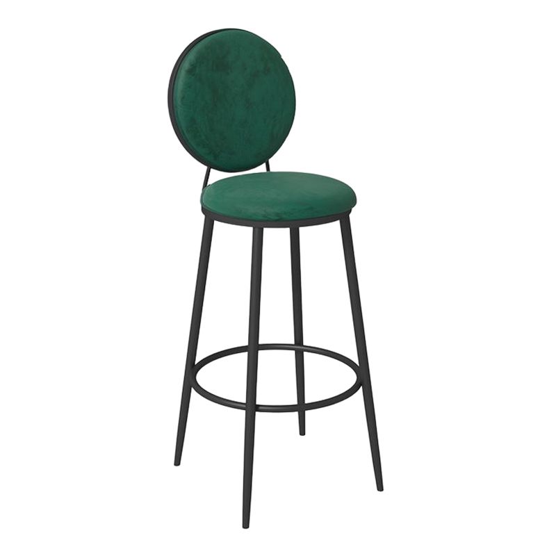 Glam Round Bar and Counter Stool Metal Low Back Stool with 4 Legs