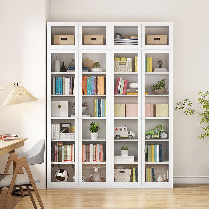 Modern Closed Storage Bookcase Black/White Metal Bookshelf with Shelves