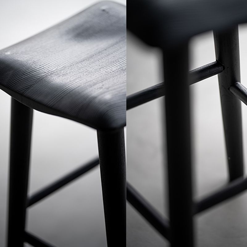 Modern Style Counter Stool Black Solid Wood Bar Stool for Indoor