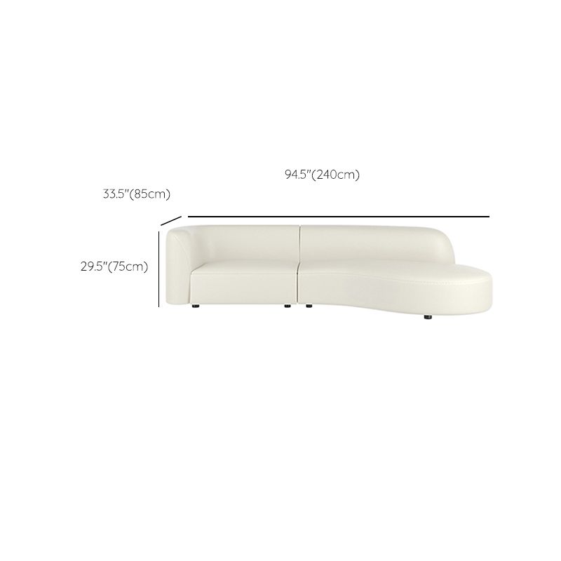 Scandinavian White Sectional Sofa with Tight Back in Pine Wood