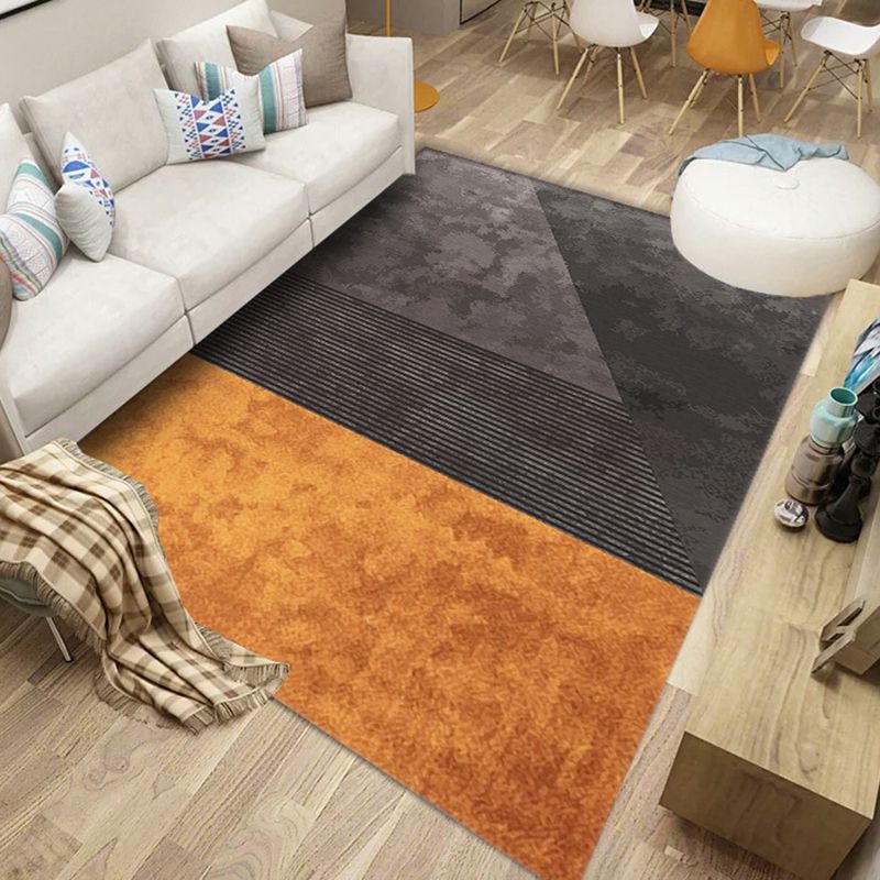 Black Modern Rug Polyester Abstract Stripe Rug Washable Rug for Home Decor