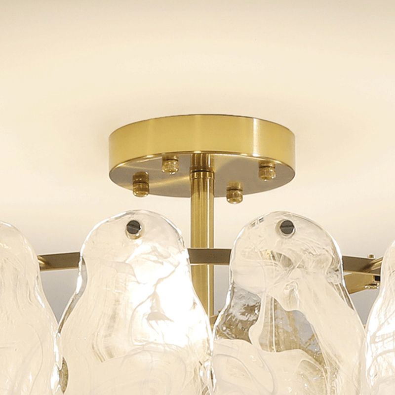Contemporary Ceiling Lamp Glass Shade Flush Mount Lighting Fixture for Bedroom