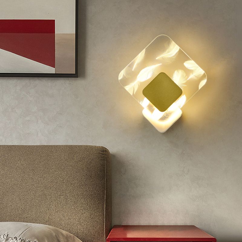 Iluminación de pared de plumas geométrica de pared de pared LED nórdica con sombra acrílica