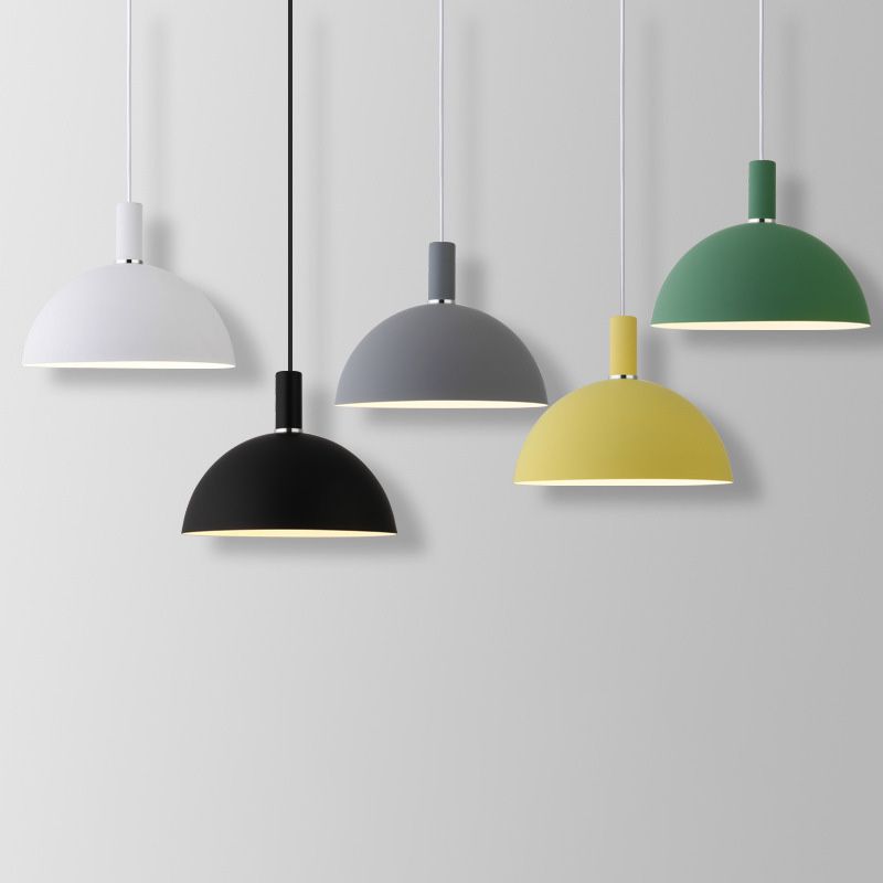 Metal Hemispherical Hanging Light Nordic Style 1 Light Restaurant Ceiling Pendant Lamp
