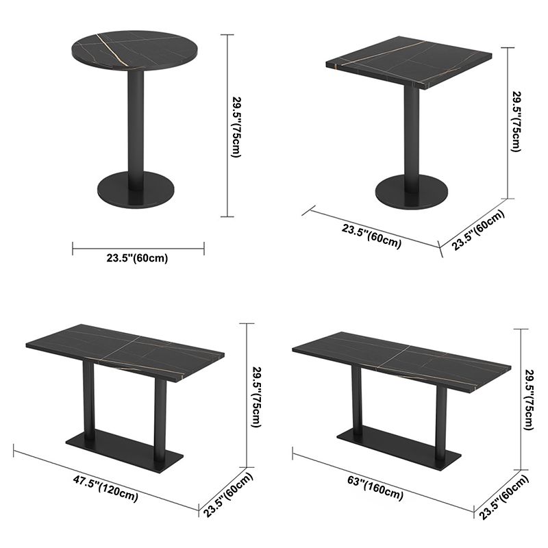 Stile industriale Sinterizzato Stone Stone Sala Tavolo da cucina Black Tavolo con cornice nera