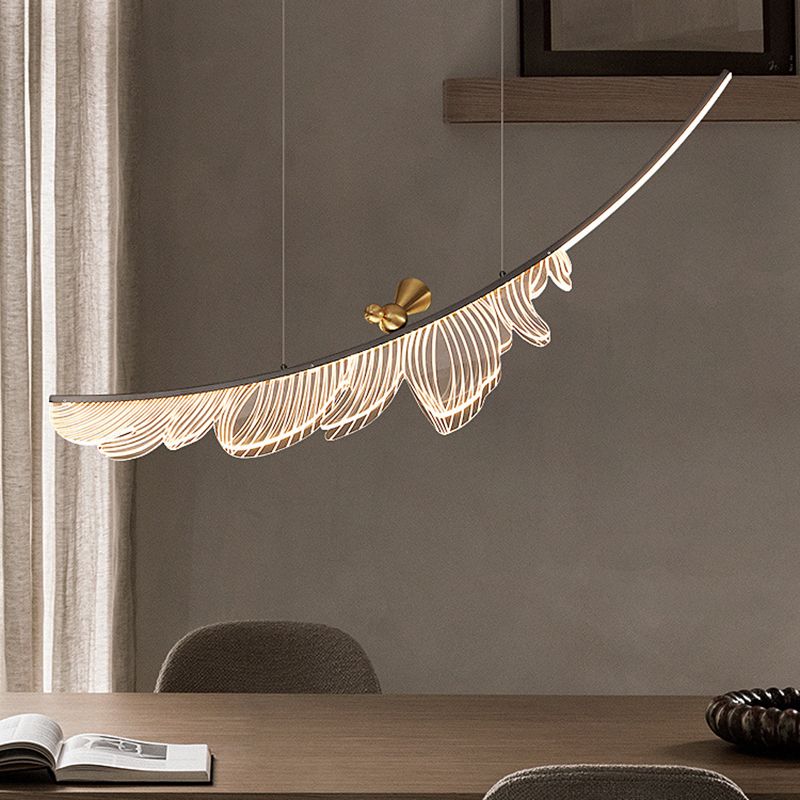 Modern Leaf Island Light 1-Light Restaurant Pendant Lighting Fixtures with Acrylic Shade