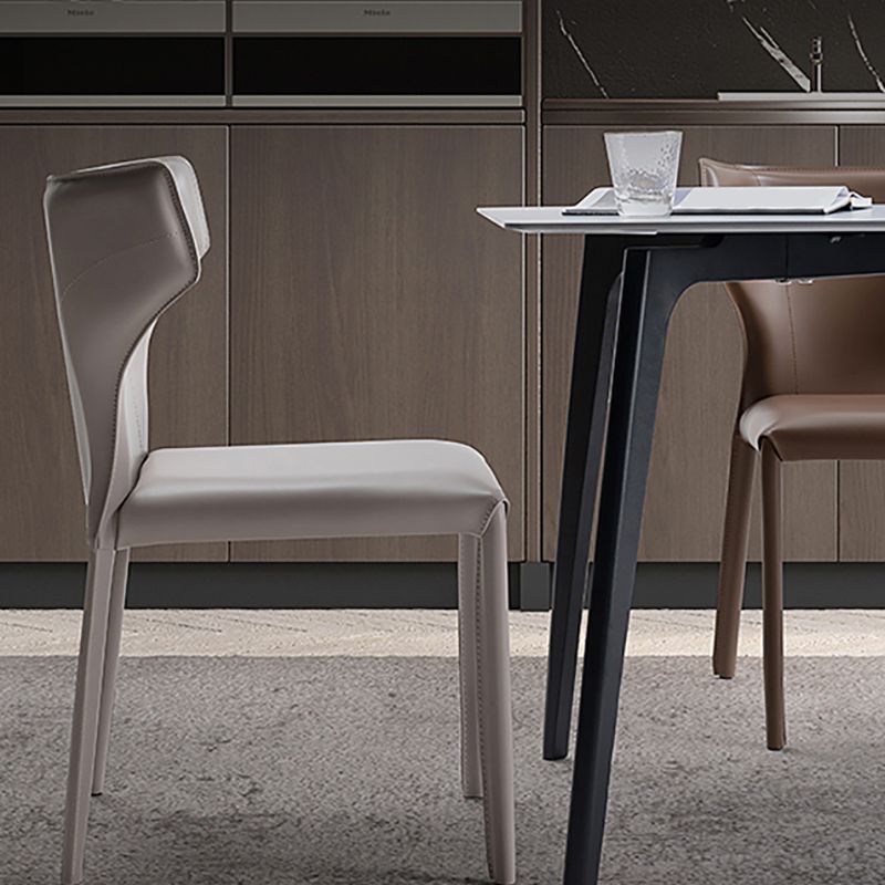 Modern Style Wingback Dining Chairs Faux Leather Home Side Chair