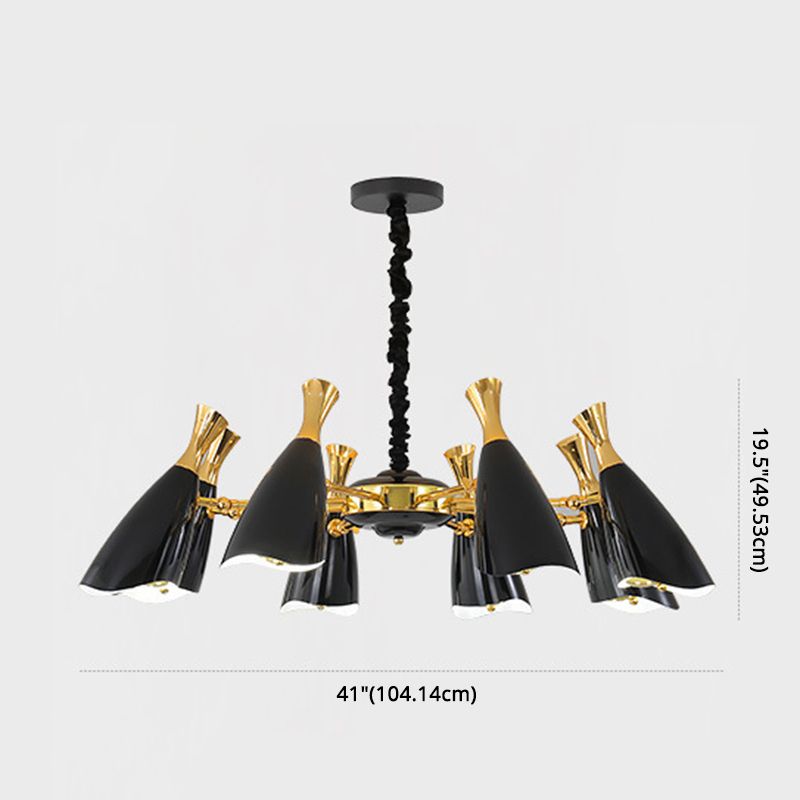 Trompeta negra colgante colgante de la lámpara de metal contemporánea accesorio de iluminación