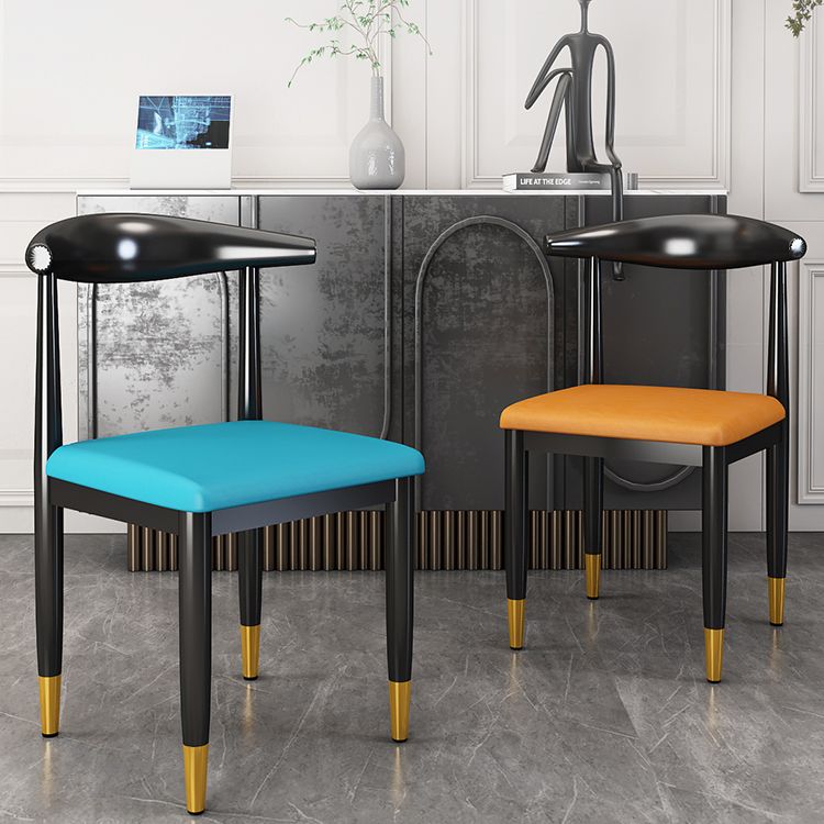 Nordic Style Dining Side Chairs Armless Chairs for Kitchen with Metal Legs (Set of 2)