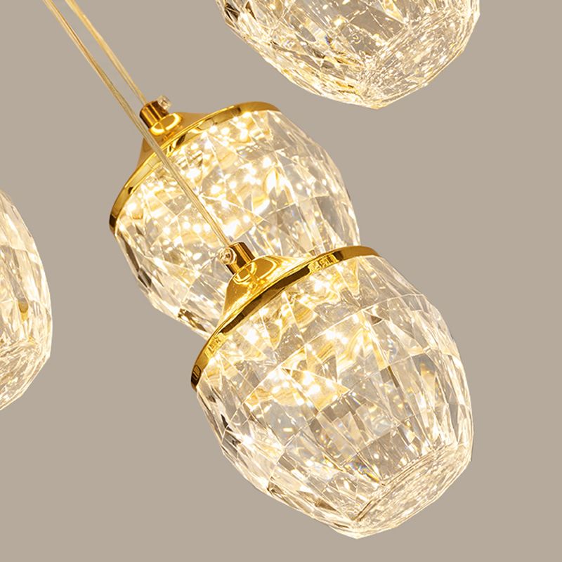 Minimalist Twist LED Pendant Lighting Crystal 5-Head Dining Room Suspension Light