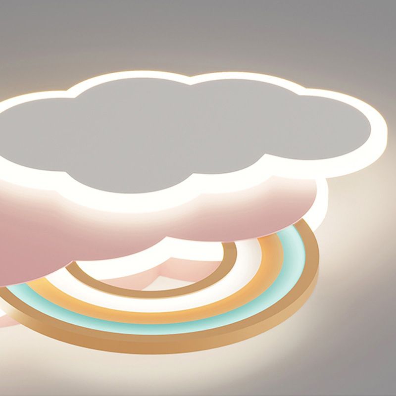 Cloud Shape Metal Flush Light Kid Style 4 Lights Flush Mount Ceiling Lights in White