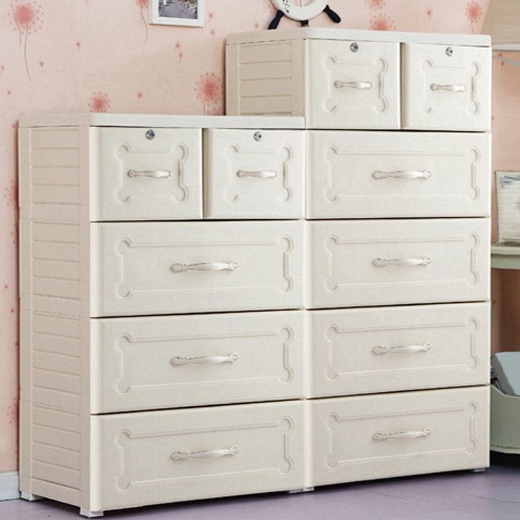 Plastic Storage Cabinet with Legs Modern Wardrobe Closet with Drawer