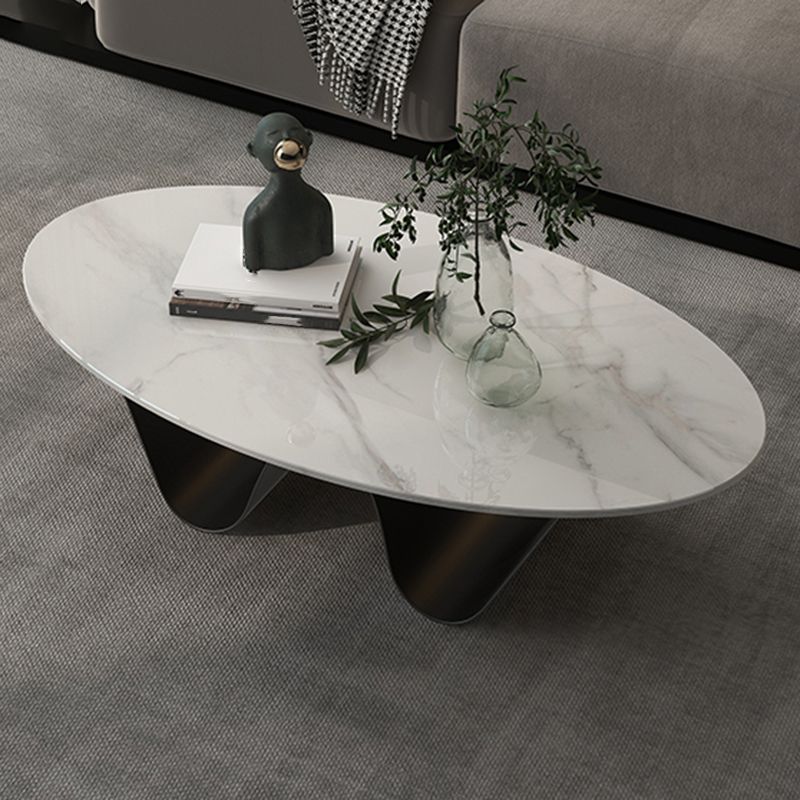 Glam Slate Coffee Cocktail Table Abstract Oval Coffee Table for Living Room