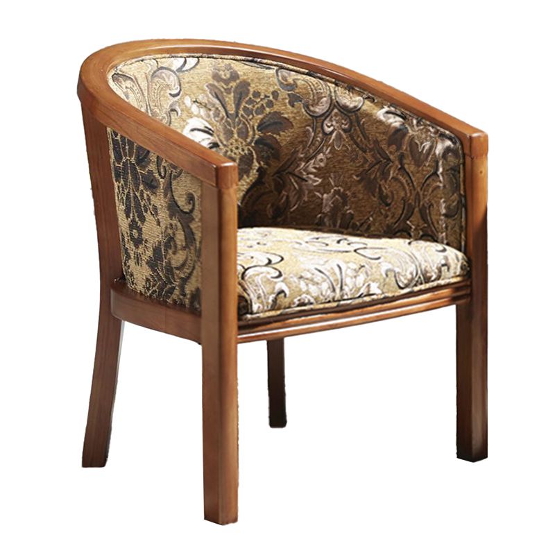 Brown Solid Wood Frame Dining Arm Chair Indoor Upholstered Arm Chair