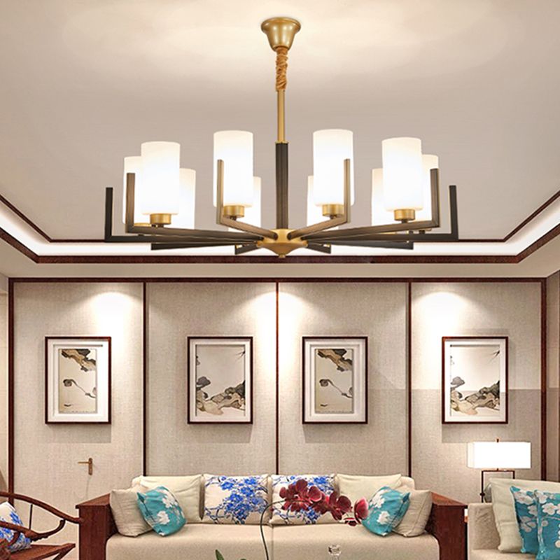 Modern Cylinder Chandelier Glass Multi Light Hanging Light for Bedroom