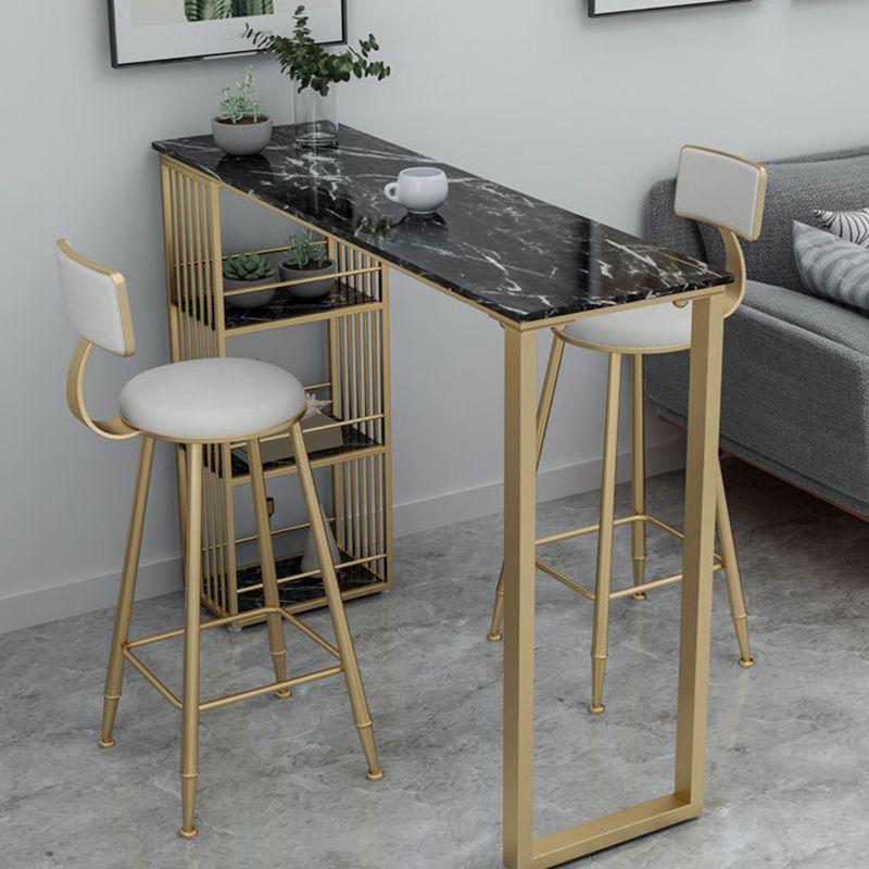 Glam Backrest Bar Stool Gold Metal Dining Stool with Cushion
