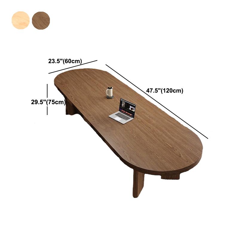 Eettafel met grenenhouten blad Moderne ovale eettafel met 4 poten