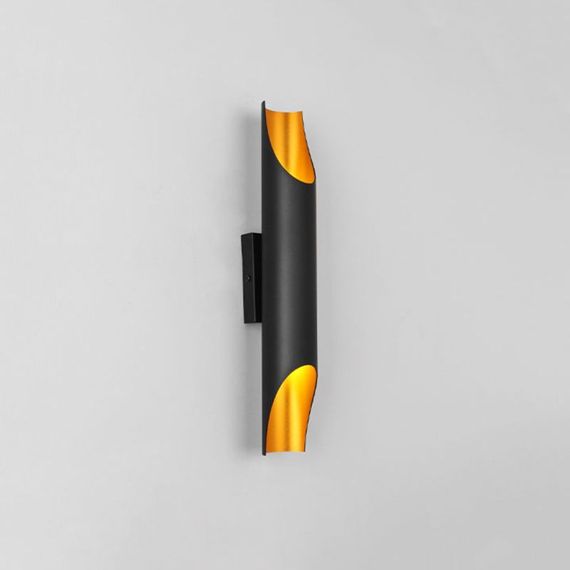 Luz de pared cilindroide negra y dorada en lámpara de pared de aluminio lacado en estilo creativo moderno