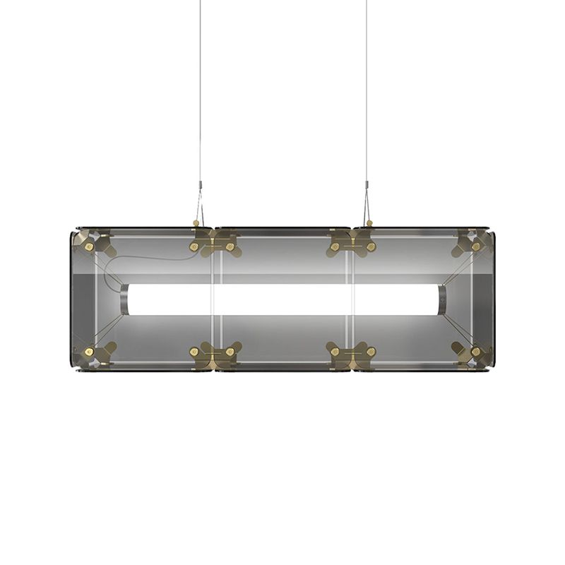 1-Light Island Lighting Ideas Modern Style Rectangular Shape Glass Hanging Light Fixtures
