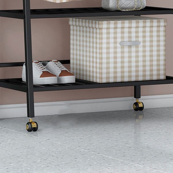 Glam Metal Hall Stand Hanging Rail Storage Shelving and 2 Hooks Coat Hanger