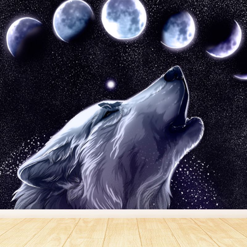 Modern Style Boys Mural Wallpaper Giant Planet Pattern Pastel Color Wall Covering