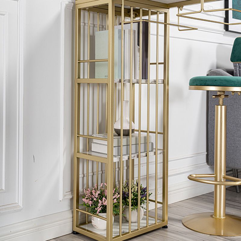 Specialty Indoor Bar Table White Modern Pub Table with Metal Storage