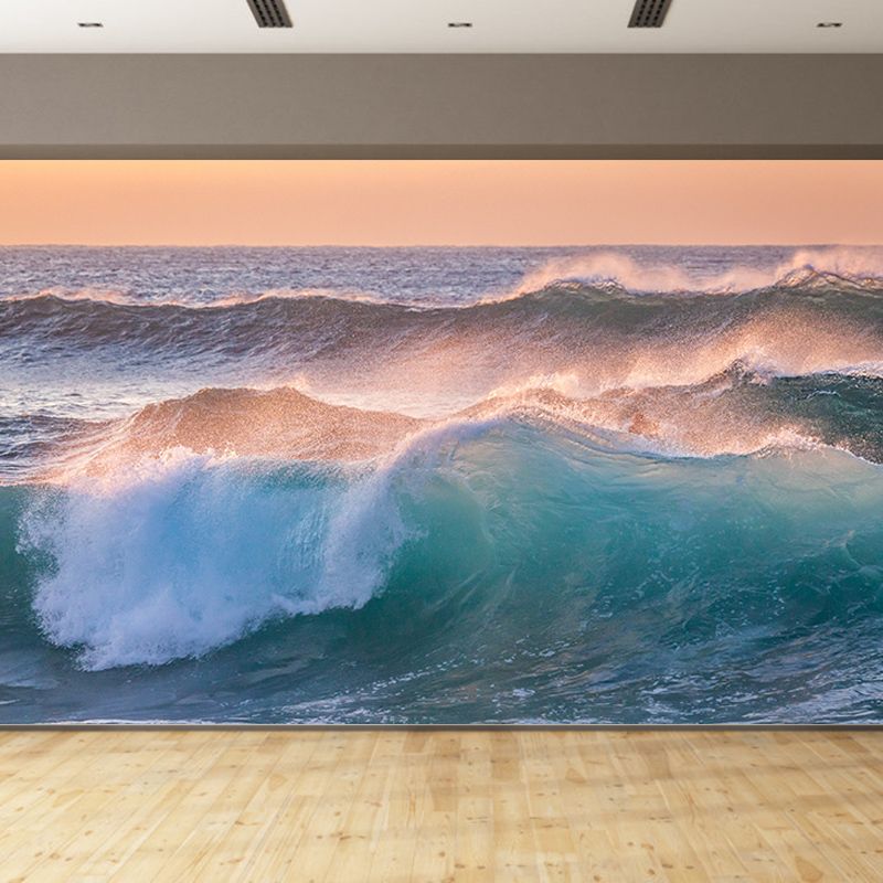 Photography Stain Resistant Wall Mural Wallpaper Sea Wave Sitting Room Wall Mural